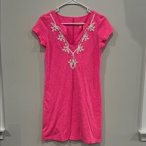 Lilly Pulitzer Pink Tunic with White Embroidery